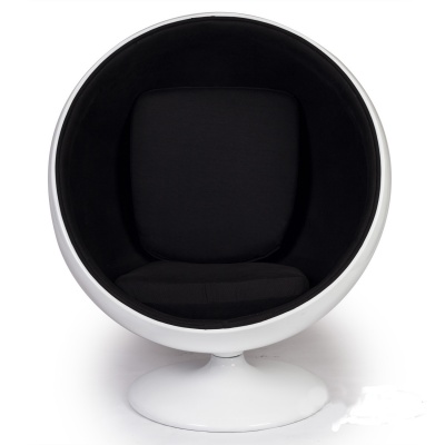 Кресло Ball chair белое с черной тканью фото в интернет-магазине Fabiero
