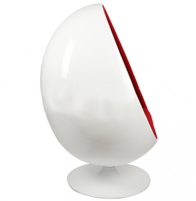 Кресло Egg Oval белое с красной тканью фото в интернет-магазине Fabiero
